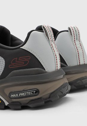 Tenis de Senderismo Gris Claro-Negro-Rojo Skechers Max Protect