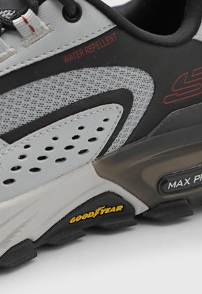 Tenis de Senderismo Gris Claro-Negro-Rojo Skechers Max Protect