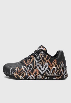 Tenis Lifestyle Skechers Uno - Metallic Love Negro