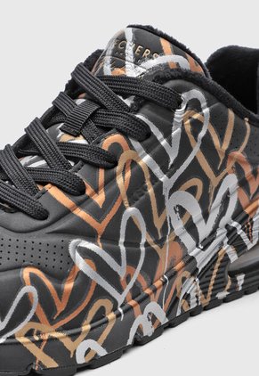 Tenis Lifestyle Skechers Uno - Metallic Love Negro