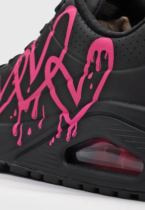 Tenis Lifestyle Negro-Rosa Skechers Uno-Dripping In Love