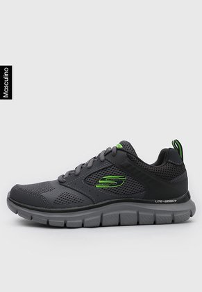 Tenis Training Gris-Verde Neón Skechers Track Syntac