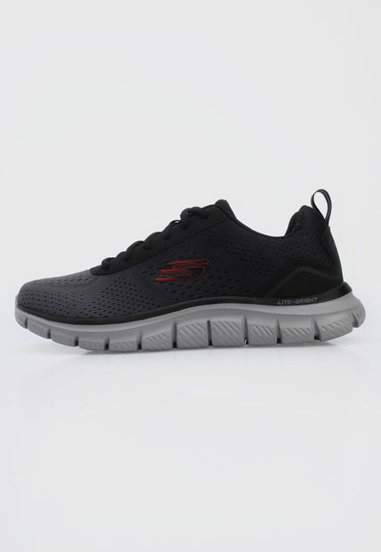 Tenis Running Gris-Negro-Rojo Skechers Track Ripknet