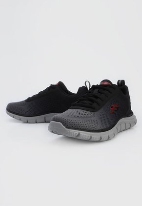 Tenis Running Gris-Negro-Rojo Skechers Track Ripknet