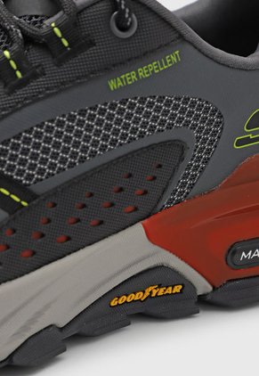 Tenis de Senderismo Gris Oscuro-Negro-Terracota Skechers Max Protect