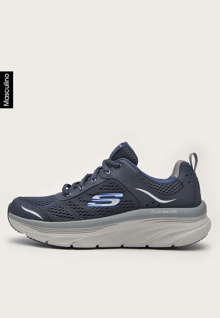 Tenis Walking Azul Navy-Gris Skechers Relaxed Fit: D'Lux Walker