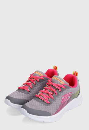 Tenis Training Gris-Rosa-Verde Skechers Kids Microspec