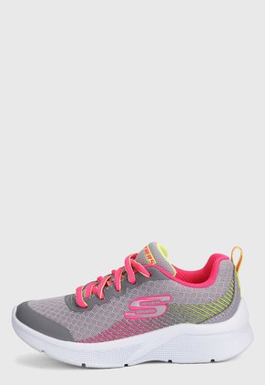 Tenis Training Gris-Rosa-Verde Skechers Kids Microspec