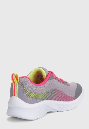 Tenis Training Gris-Rosa-Verde Skechers Kids Microspec