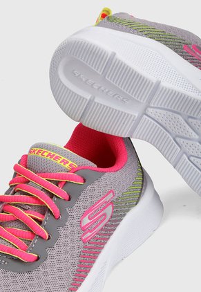 Tenis Training Gris-Rosa-Verde Skechers Kids Microspec
