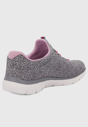Tenis Training Gris-Blanco-Rosa Skechers Summits