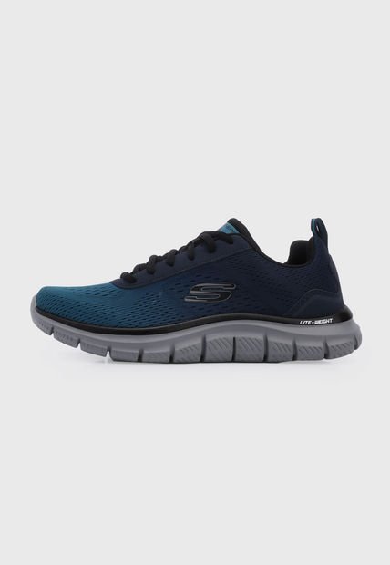 Tenis Training Azul Petróleo-Negro-Gris Skechers Track Ripkent