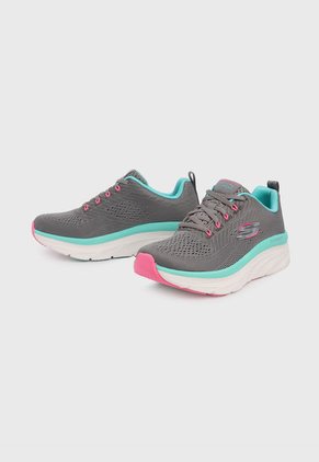 Tenis Training Gris-Turquesa-Blanco-Rosa Skechers D'Lux Walker