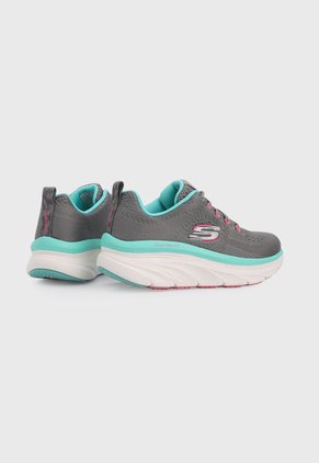Tenis Training Gris-Turquesa-Blanco-Rosa Skechers D'Lux Walker