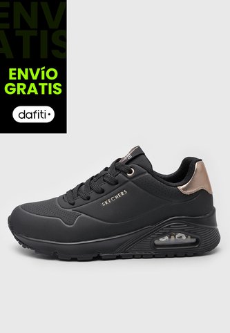 Tenis Lifestyle Negro-Oro Rosa Skechers Uno- Golden Air Skechers