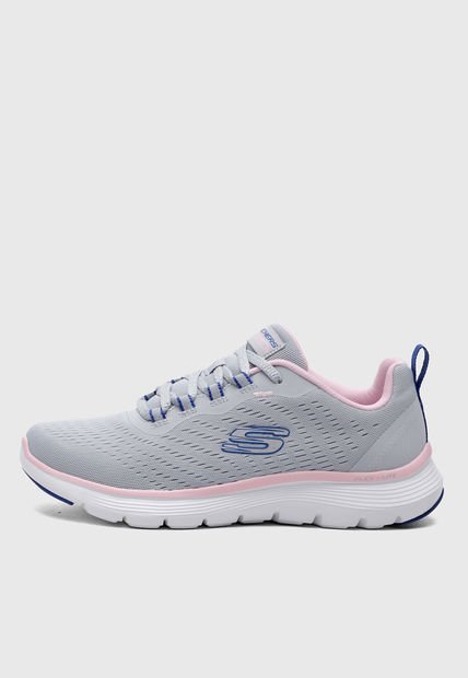 Tenis Training Gris-Rosa-Blanco Skechers Flex Appeal 5.0
