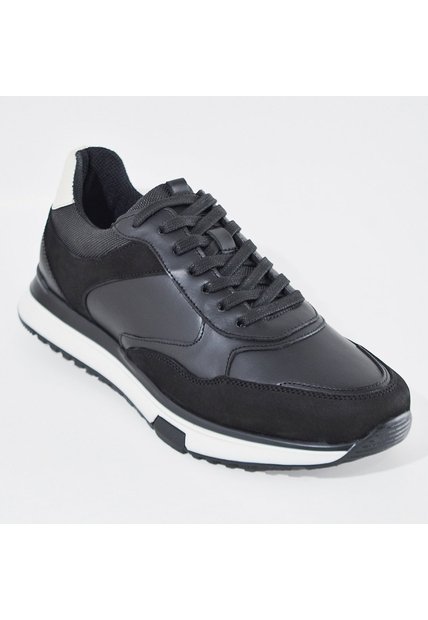 Sky Walk Tenis Casuales De Cuero Hombre 663106SNEKERSNEGRO