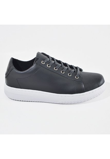 Sky Walk Tenis Casual De Cuero Para Hombre 663111620NEGRO
