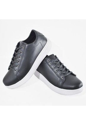 Sky Walk Tenis Casual De Cuero Para Hombre 663111620NEGRO