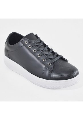 Sky Walk Tenis Casual De Cuero Para Hombre 663111620NEGRO