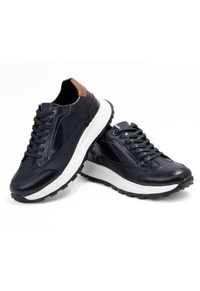 Sky Walk Tenis Urbanos En Cuero Para Hombre 66311175-0NEGRO