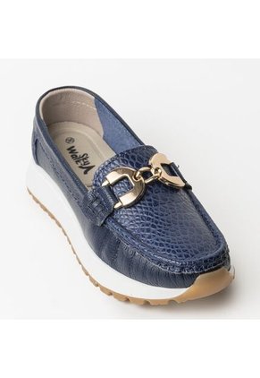 Sky Walk Mocasines Clásicos En Cuero 712052AZUL