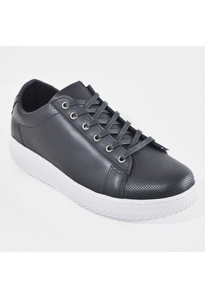 Sky Walk Tenis Casual De Cuero Para Hombre 663111620NEGRO
