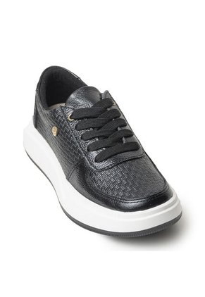 Sky Walk Tenis Moda Para Mujer En Cuero 89201BOLINEGRO