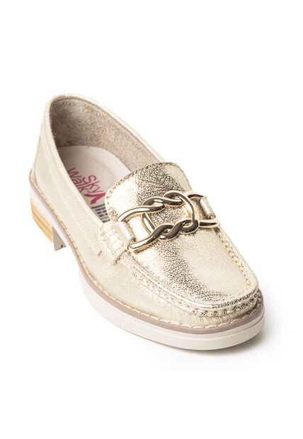 Mocasines Clásicos Con Tacón Bajo En Cuero 682NDNUDOORO