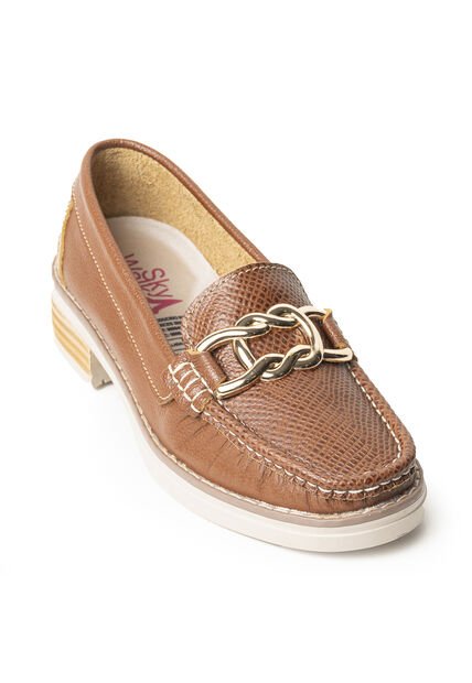 Mocasines Clásicos Con Tacón Bajo En Cuero 682NDNUDOMIEL