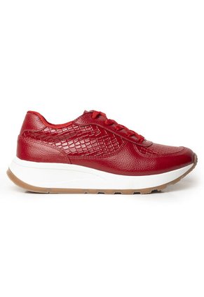 Sky Walk Tenis Moda Para Mujer En Cuero 802G13ROJO