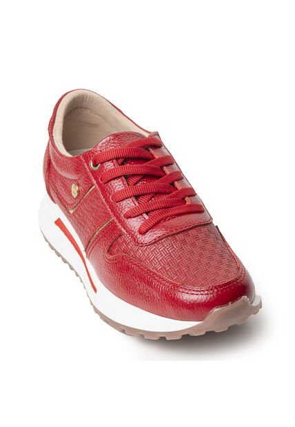 Sky Walk Tenis Moda Para Mujer En Cuero 892310ROJO