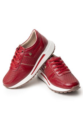 Sky Walk Tenis Moda Para Mujer En Cuero 892310ROJO