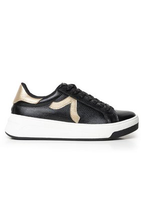 Sky Walk Tenis Moda Para Mujer En Cuero 802G02NEGRO