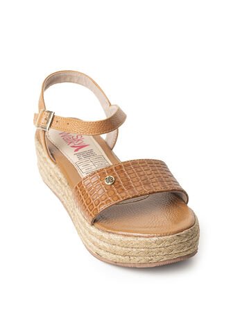 Plataformas Altas En Yute De Capellada En Cuero 682YN-04MIEL Skywalk