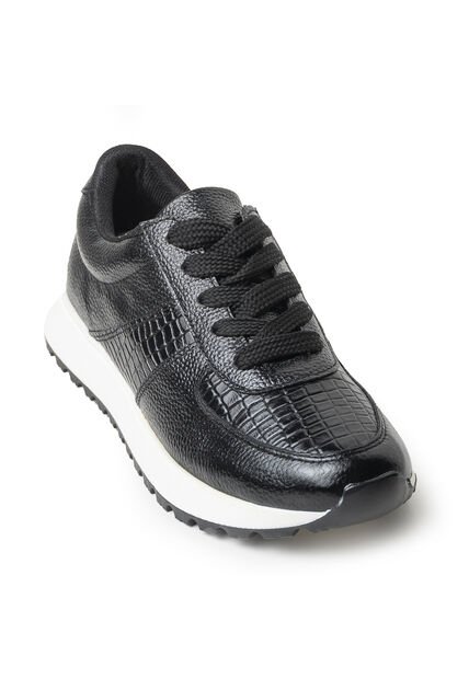 Sky Walk Tenis Moda Para Mujer En Cuero 802G50NEGRO