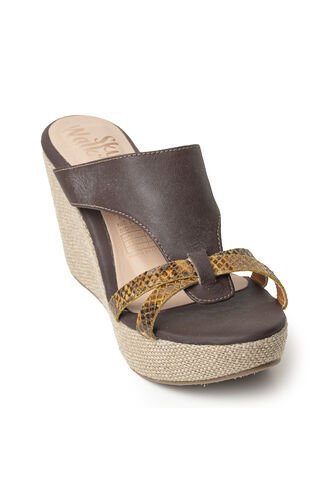 Sky Walk Plataforma En Yute Moda Para Mujer En Cuero 832ALO-08COCOA Skywalk