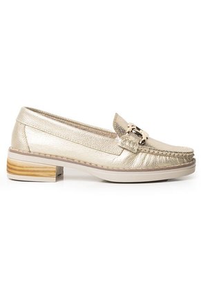 Mocasines Clásicos Con Tacón Bajo En Cuero 682NDNUDOORO