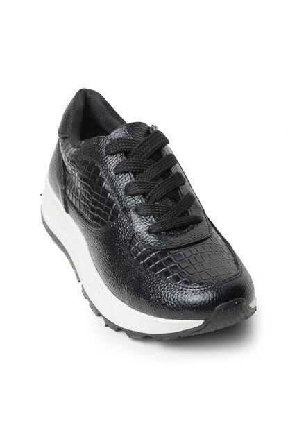 Sky Walk Tenis Moda Para Mujer En Cuero 802G13NEGRO