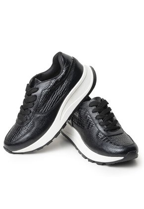 Sky Walk Tenis Moda Para Mujer En Cuero 802G13NEGRO