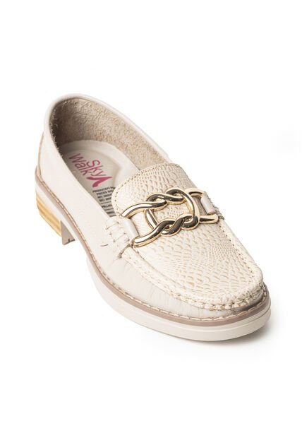 Mocasines Clásicos Con Tacón Bajo En Cuero 682NDNUDOBEIGE