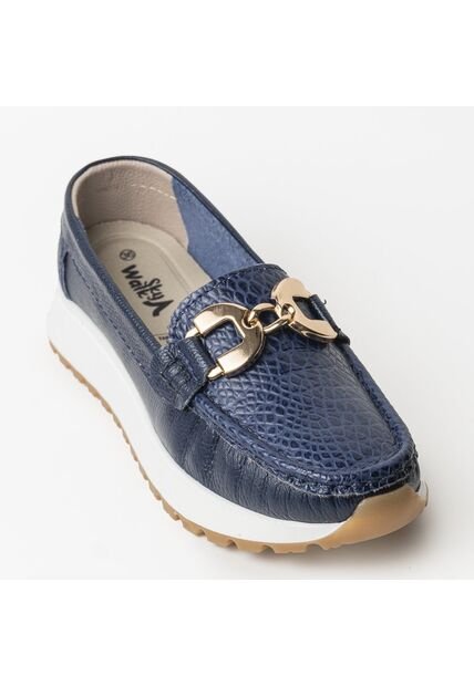 Sky Walk Mocasines Clásicos En Cuero 712052AZUL
