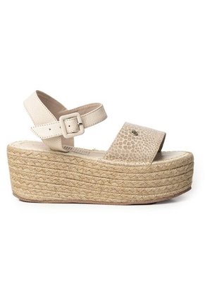 Plataformas Altas En Yute De Capellada En Cuero 682YN-05BEIGE