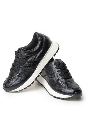 Sky Walk Tenis Moda Para Mujer En Cuero 802G50NEGRO