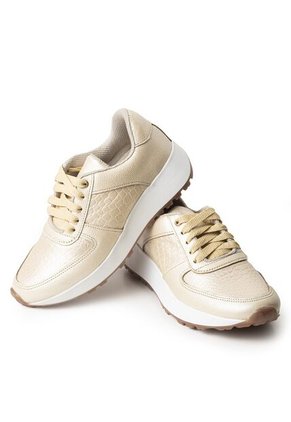 Sky Walk Tenis Moda Para Mujer En Cuero 752SK01DORADO