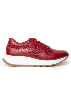 Sky Walk Tenis Moda Para Mujer En Cuero 802G13ROJO