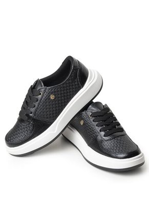 Sky Walk Tenis Moda Para Mujer En Cuero 89201BOLINEGRO