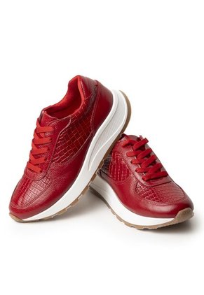 Sky Walk Tenis Moda Para Mujer En Cuero 802G13ROJO