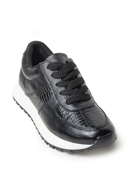 Sky Walk Tenis Moda Para Mujer En Cuero 802G50NEGRO