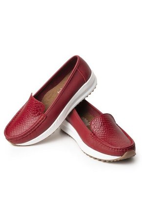 Sky Walk Mocasines Para Mujer En Cuero 752SK06ROJO